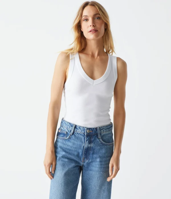 Michael Stars Maya V-Neck Tank- Tank Tops | 1x1 Cotton T-Shirts