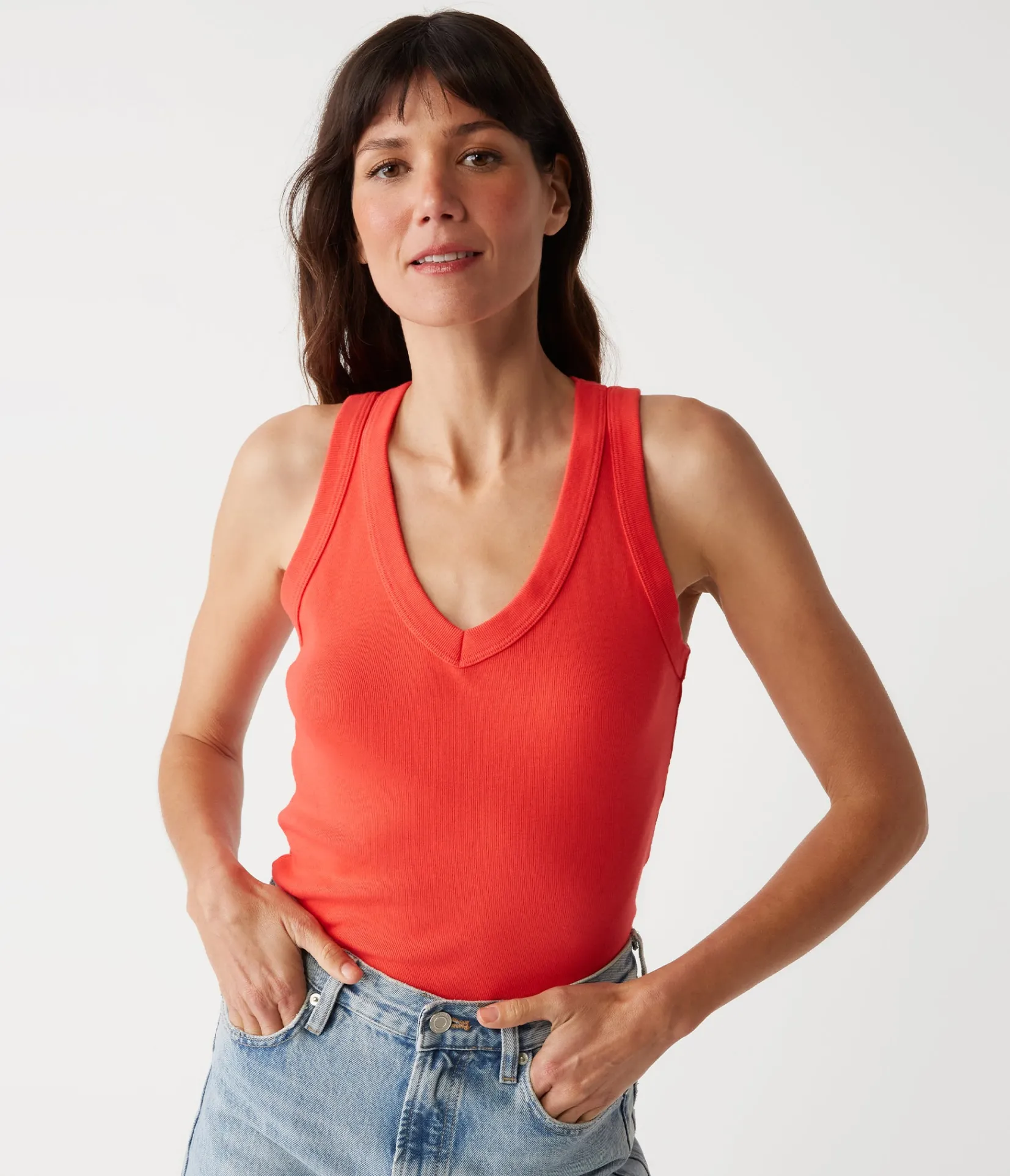 maya_vneck_tank_52.webp Michael Stars Maya V-Neck Tank- Tank Tops | 1x1 Cotton T-Shirts