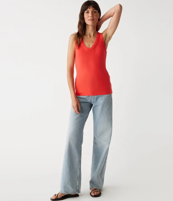 Michael Stars Maya V-Neck Tank- Tank Tops | 1x1 Cotton T-Shirts