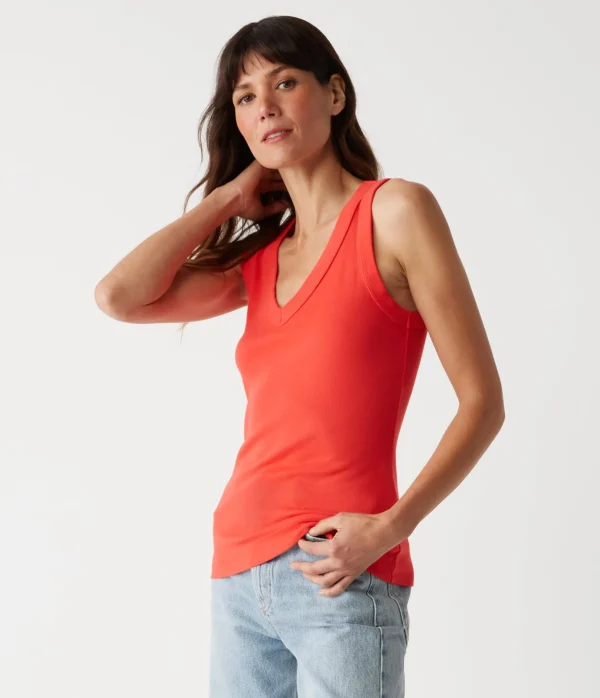 Michael Stars Maya V-Neck Tank- Tank Tops | 1x1 Cotton T-Shirts