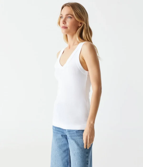 Michael Stars Maya V-Neck Tank- Tank Tops | 1x1 Cotton T-Shirts