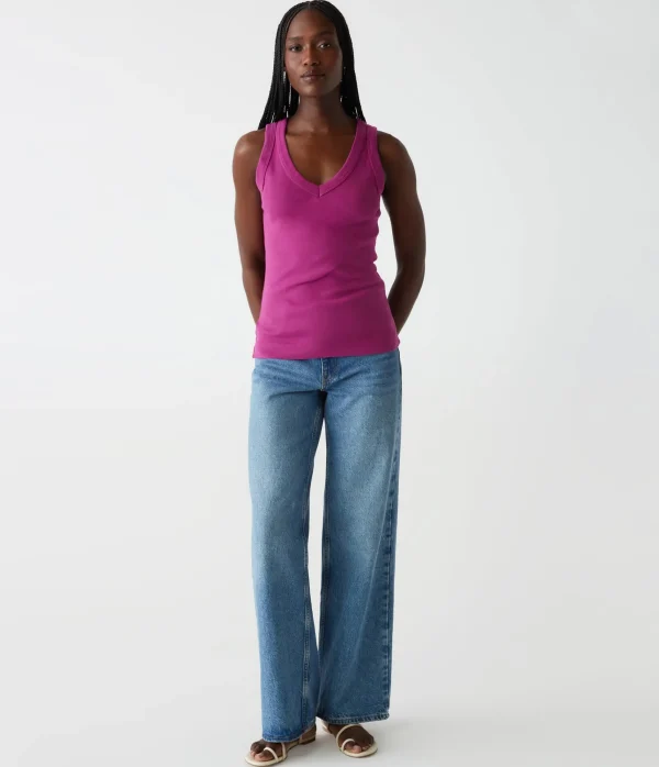 Michael Stars Maya V-Neck Tank- Tank Tops | 1x1 Cotton T-Shirts