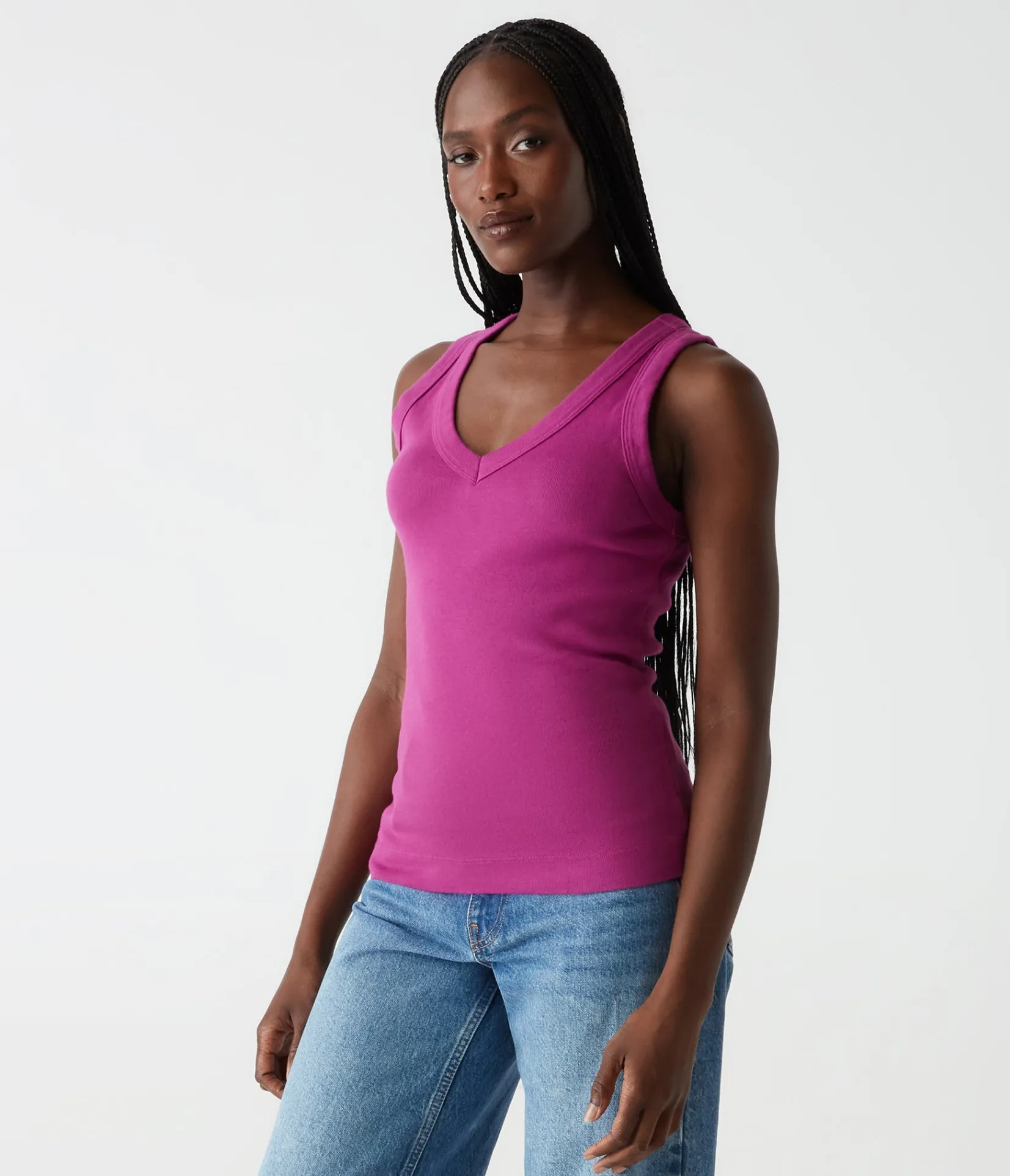 maya_vneck_tank_62.webp Michael Stars Maya V-Neck Tank- Tank Tops | 1x1 Cotton T-Shirts