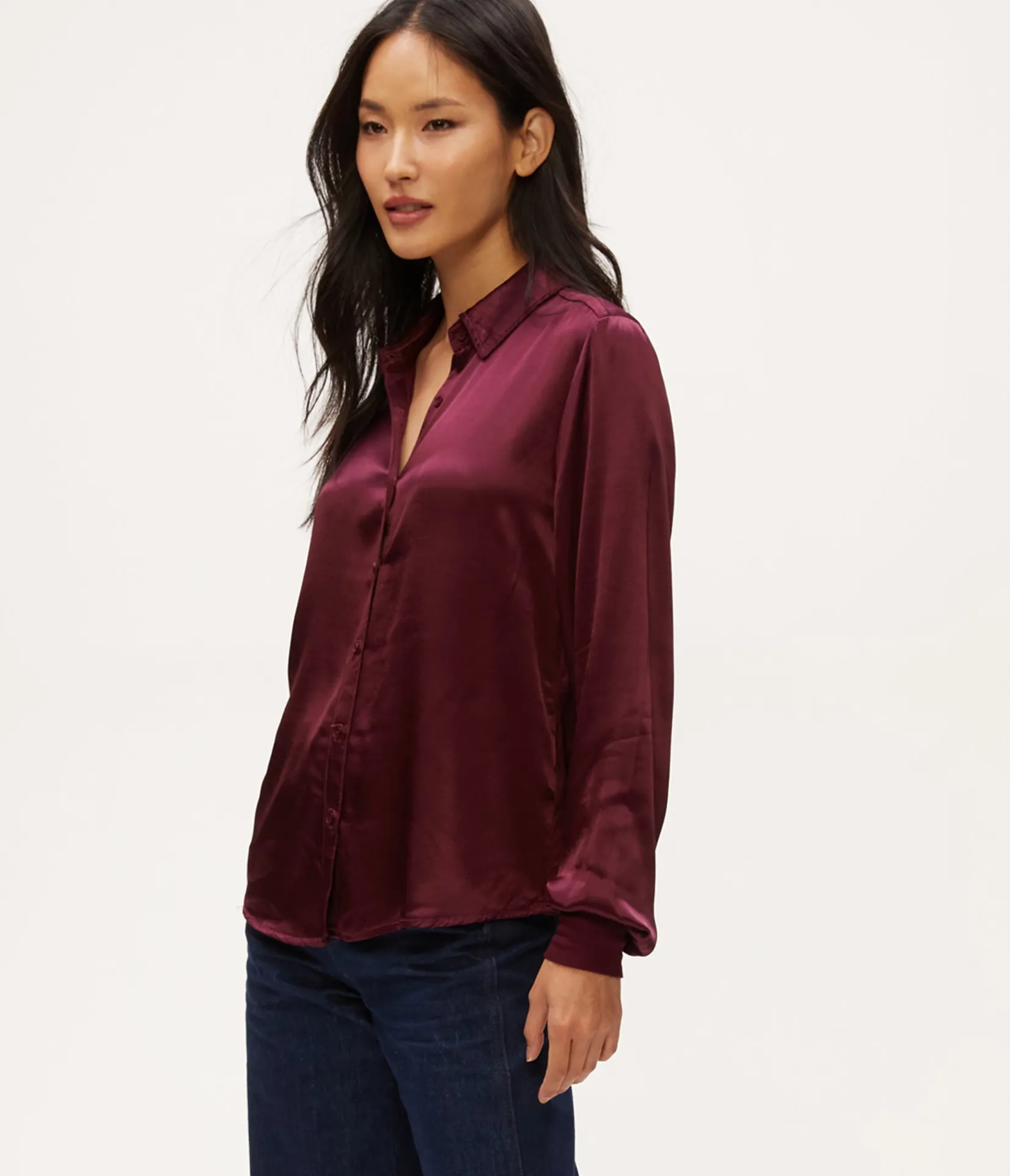 meredith_satin_button_down_shirt_14.webp Michael Stars Meredith Satin Button Down Shirt- Tops, Blouses & Shirts