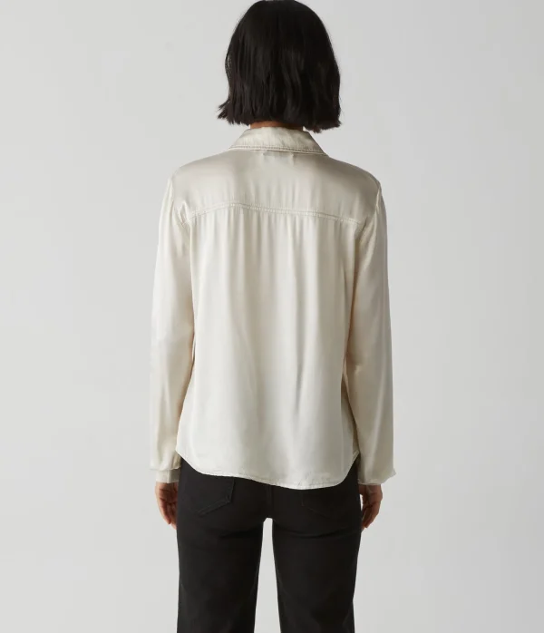 Michael Stars Meredith Satin Button Down Shirt- Tops, Blouses & Shirts