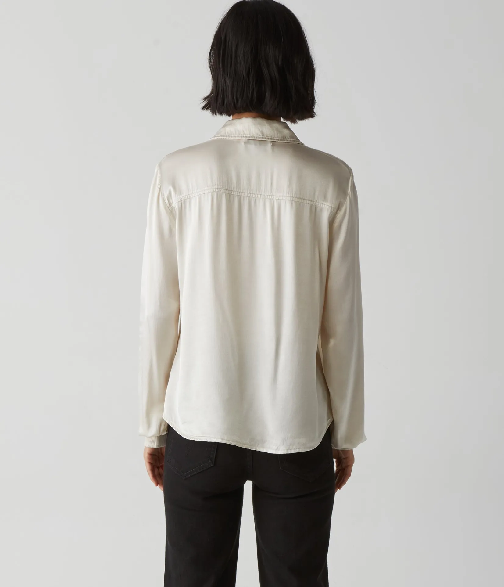 meredith_satin_button_down_shirt_23.webp Michael Stars Meredith Satin Button Down Shirt- Tops, Blouses & Shirts