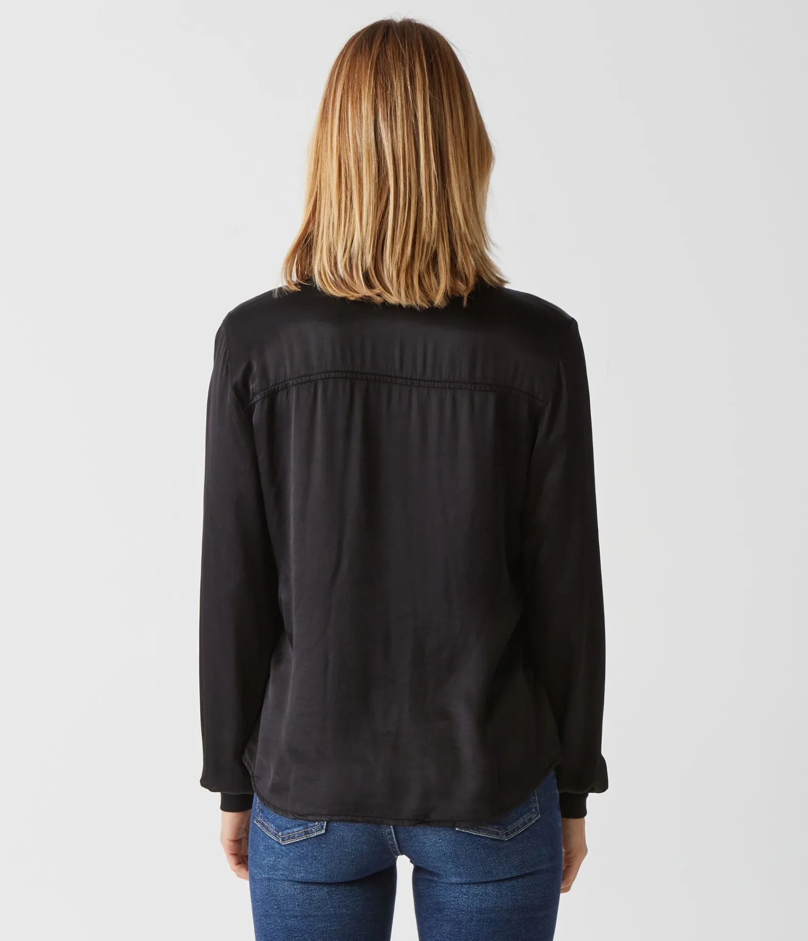 meredith_satin_button_down_shirt_27.webp Michael Stars Meredith Satin Button Down Shirt- Tops, Blouses & Shirts