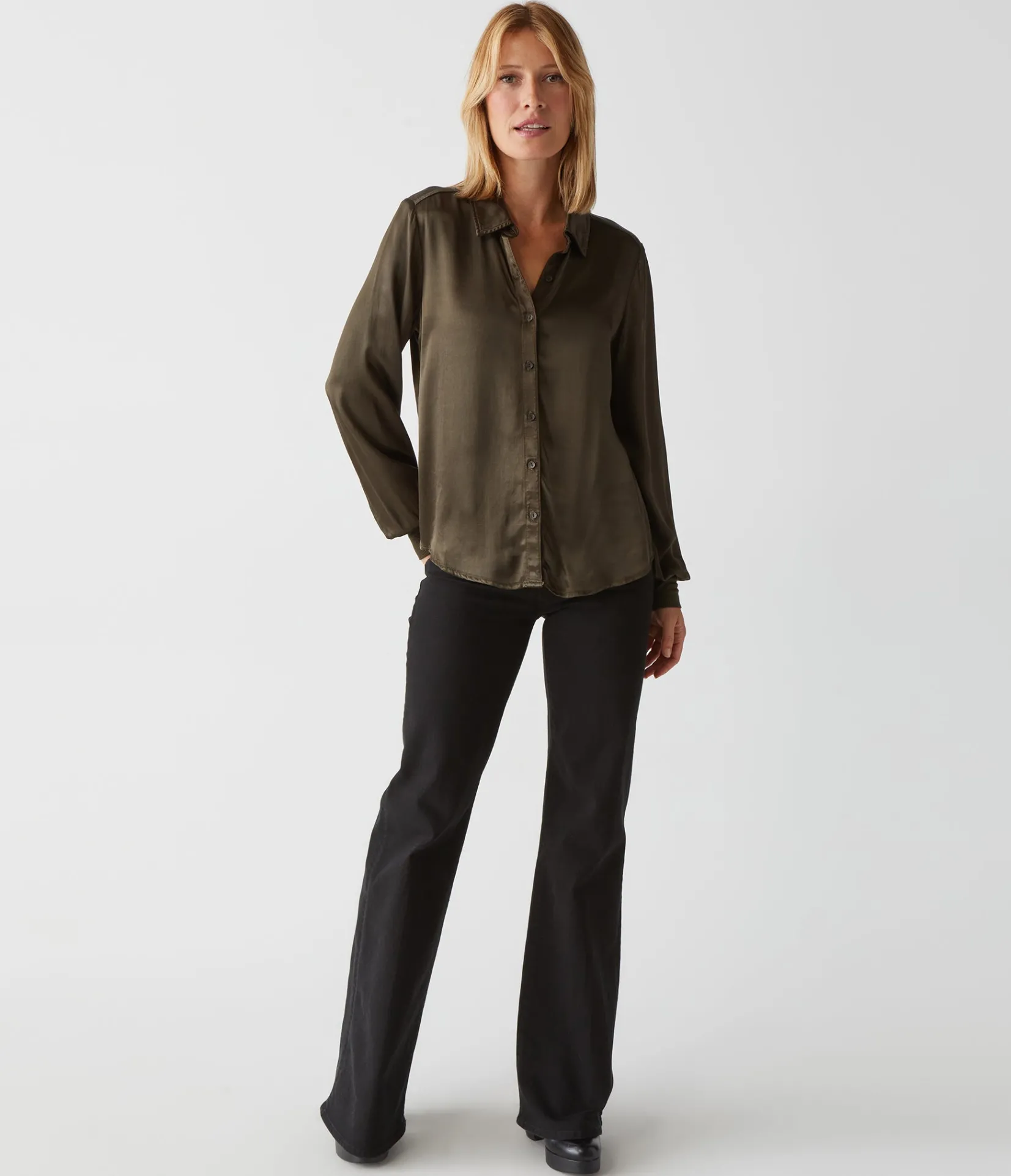 meredith_satin_button_down_shirt_29.webp Michael Stars Meredith Satin Button Down Shirt- Tops, Blouses & Shirts