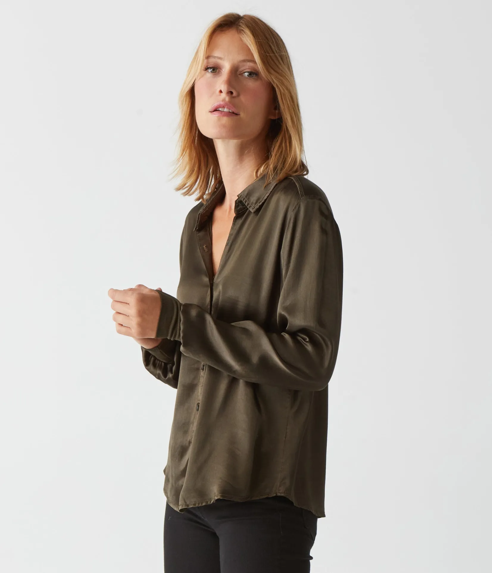 meredith_satin_button_down_shirt_30.webp Michael Stars Meredith Satin Button Down Shirt- Tops, Blouses & Shirts