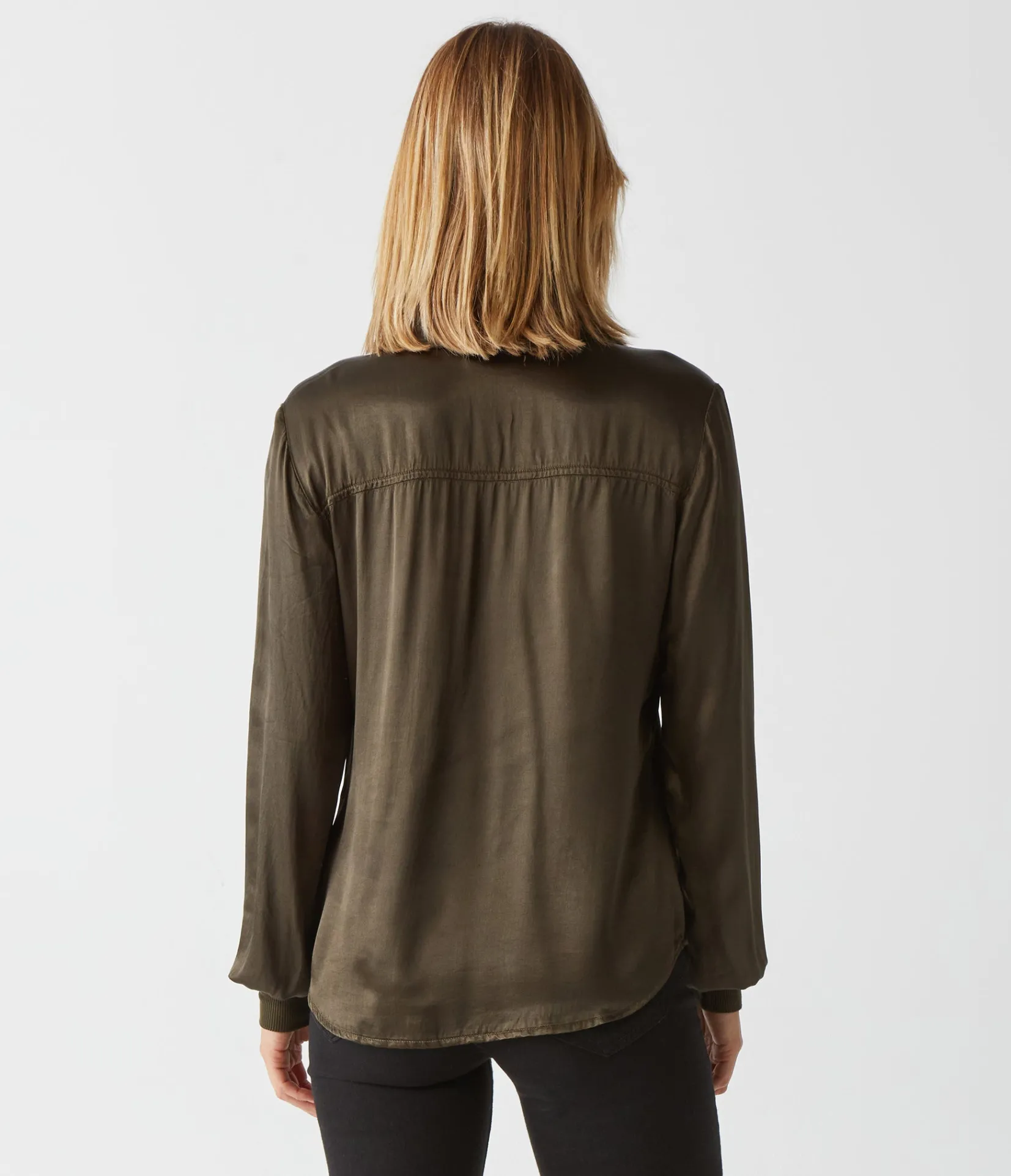 meredith_satin_button_down_shirt_31.webp Michael Stars Meredith Satin Button Down Shirt- Tops, Blouses & Shirts