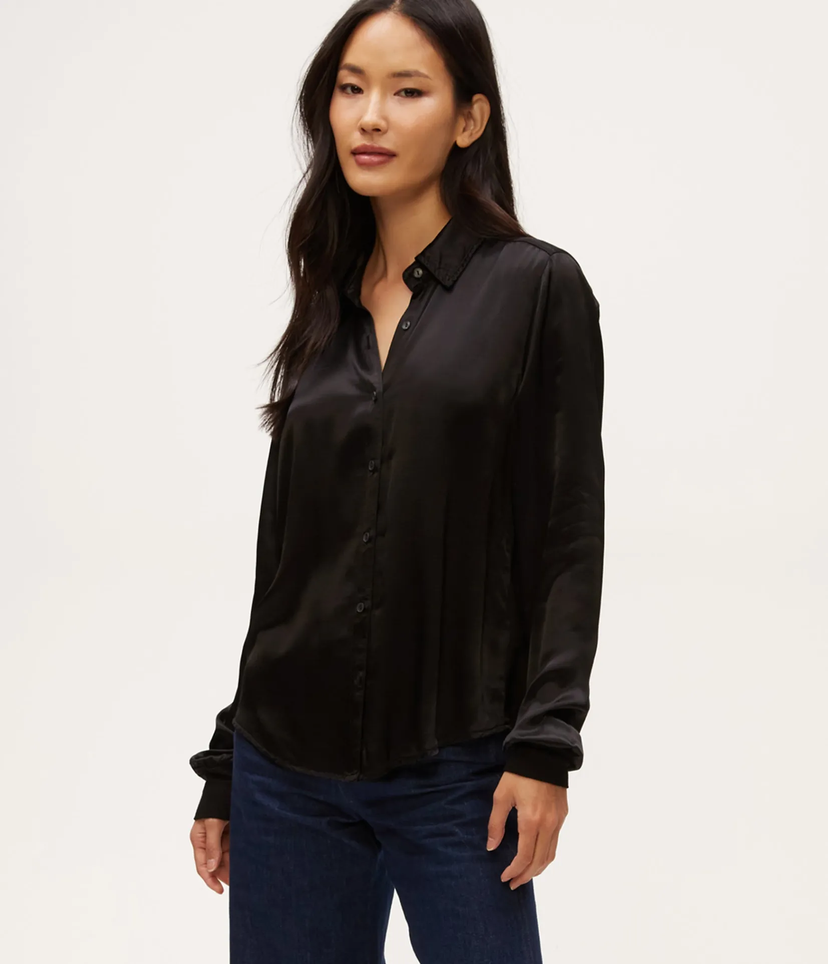 meredith_satin_button_down_shirt_6.webp Michael Stars Meredith Satin Button Down Shirt- Tops, Blouses & Shirts