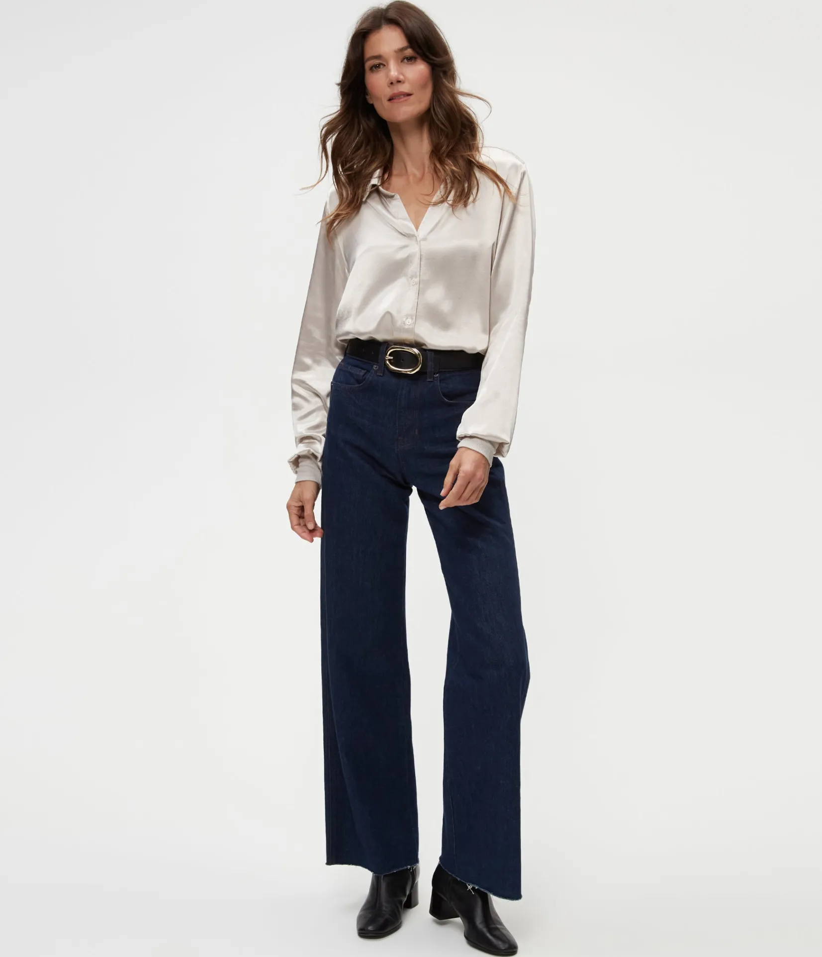 meredith_satin_button_down_shirt_9.webp Michael Stars Meredith Satin Button Down Shirt- Tops, Blouses & Shirts