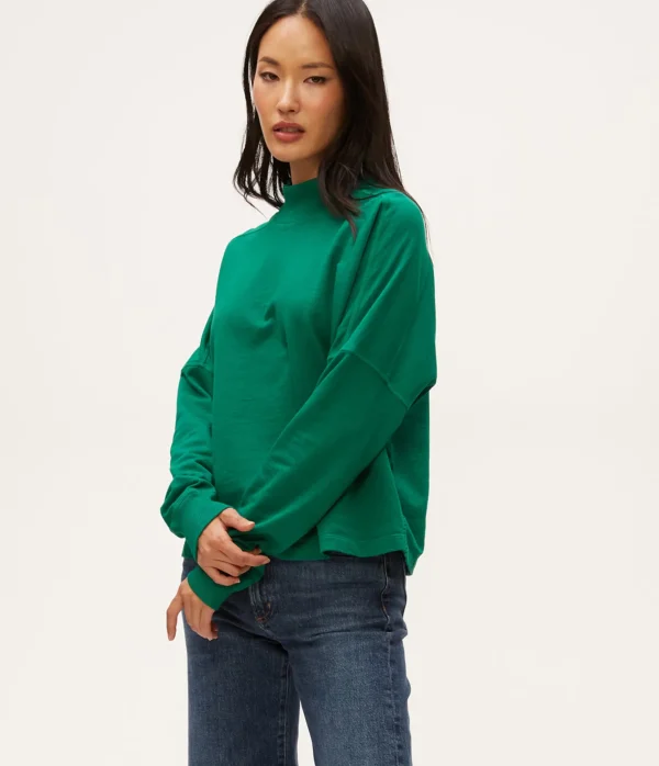 Michael Stars Mila Mock Neck Sweatshirt- Loungewear