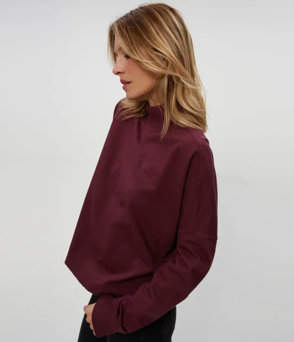 Michael Stars Mila Mock Neck Sweatshirt- Loungewear