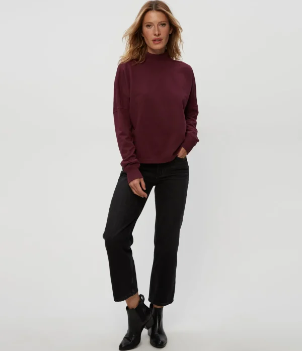 Michael Stars Mila Mock Neck Sweatshirt- Loungewear