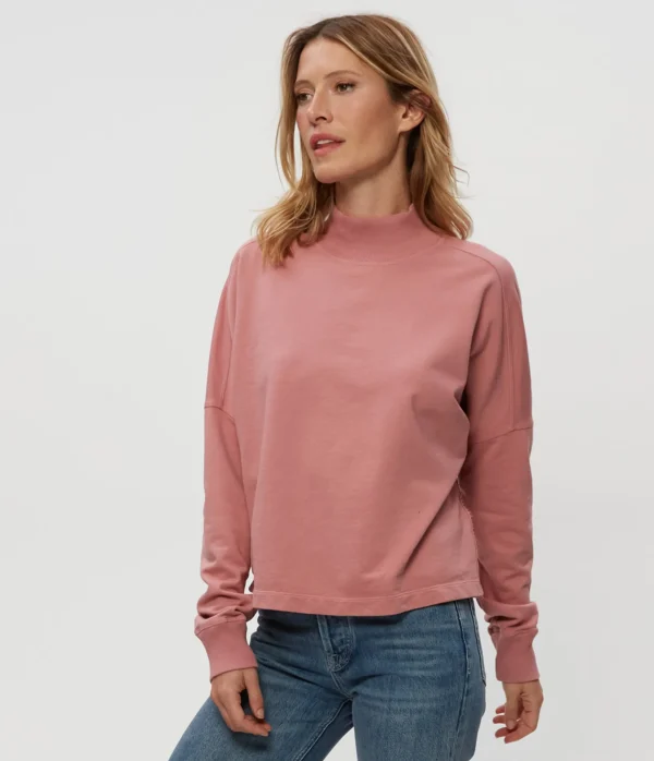 Michael Stars Mila Mock Neck Sweatshirt- Loungewear