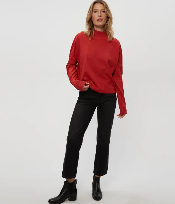 Michael Stars Mila Mock Neck Sweatshirt- Loungewear