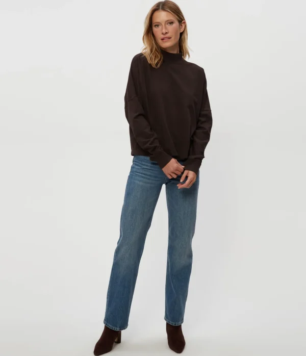 Michael Stars Mila Mock Neck Sweatshirt- Loungewear