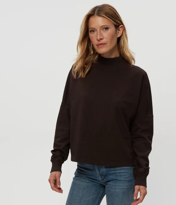Michael Stars Mila Mock Neck Sweatshirt- Loungewear
