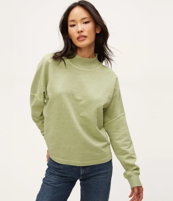 Michael Stars Mila Mock Neck Sweatshirt- Loungewear