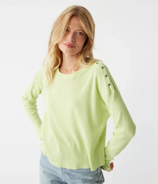 Michael Stars Milo Shoulder Snap Thermal Top- T-Shirts | Loungewear