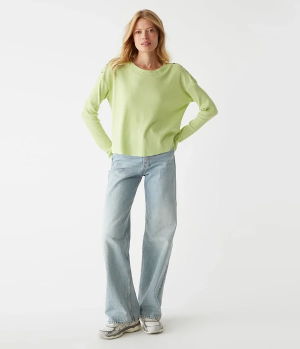 Michael Stars Milo Shoulder Snap Thermal Top- T-Shirts | Loungewear
