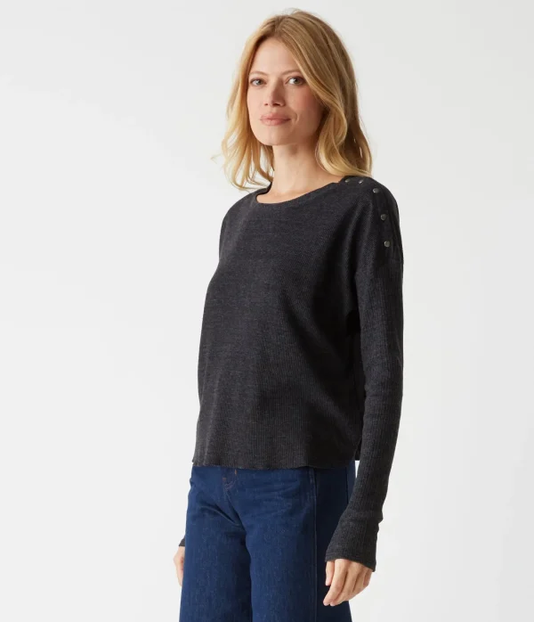 Michael Stars Milo Shoulder Snap Thermal Top- T-Shirts | Loungewear
