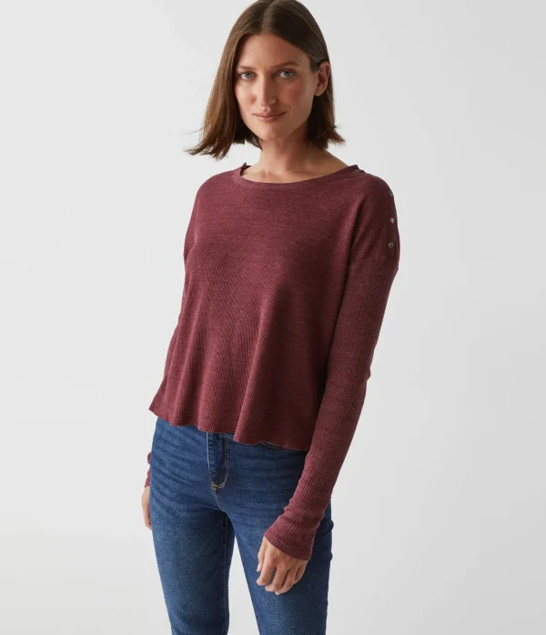 Michael Stars Milo Shoulder Snap Thermal Top- T-Shirts | Loungewear