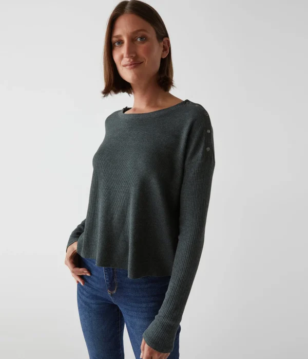 Michael Stars Milo Shoulder Snap Thermal Top- T-Shirts | Loungewear