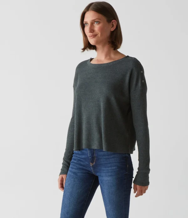 Michael Stars Milo Shoulder Snap Thermal Top- T-Shirts | Loungewear