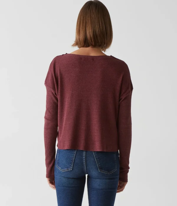 Michael Stars Milo Shoulder Snap Thermal Top- T-Shirts | Loungewear