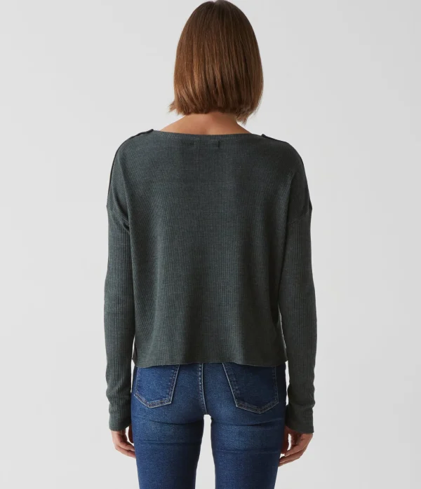 Michael Stars Milo Shoulder Snap Thermal Top- T-Shirts | Loungewear