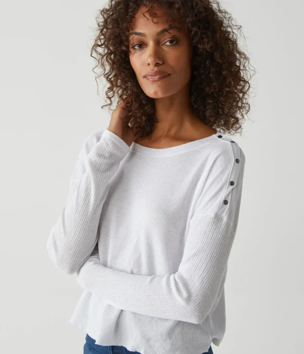 Michael Stars Milo Shoulder Snap Thermal Top- T-Shirts | Loungewear