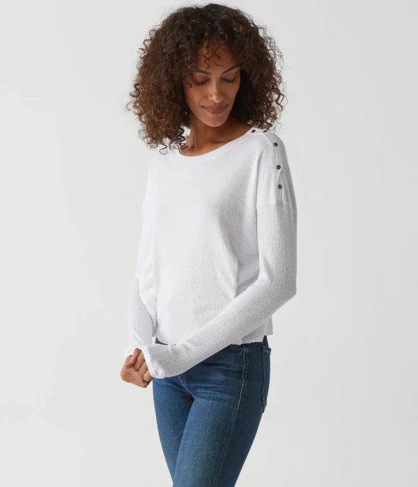 Michael Stars Milo Shoulder Snap Thermal Top- T-Shirts | Loungewear
