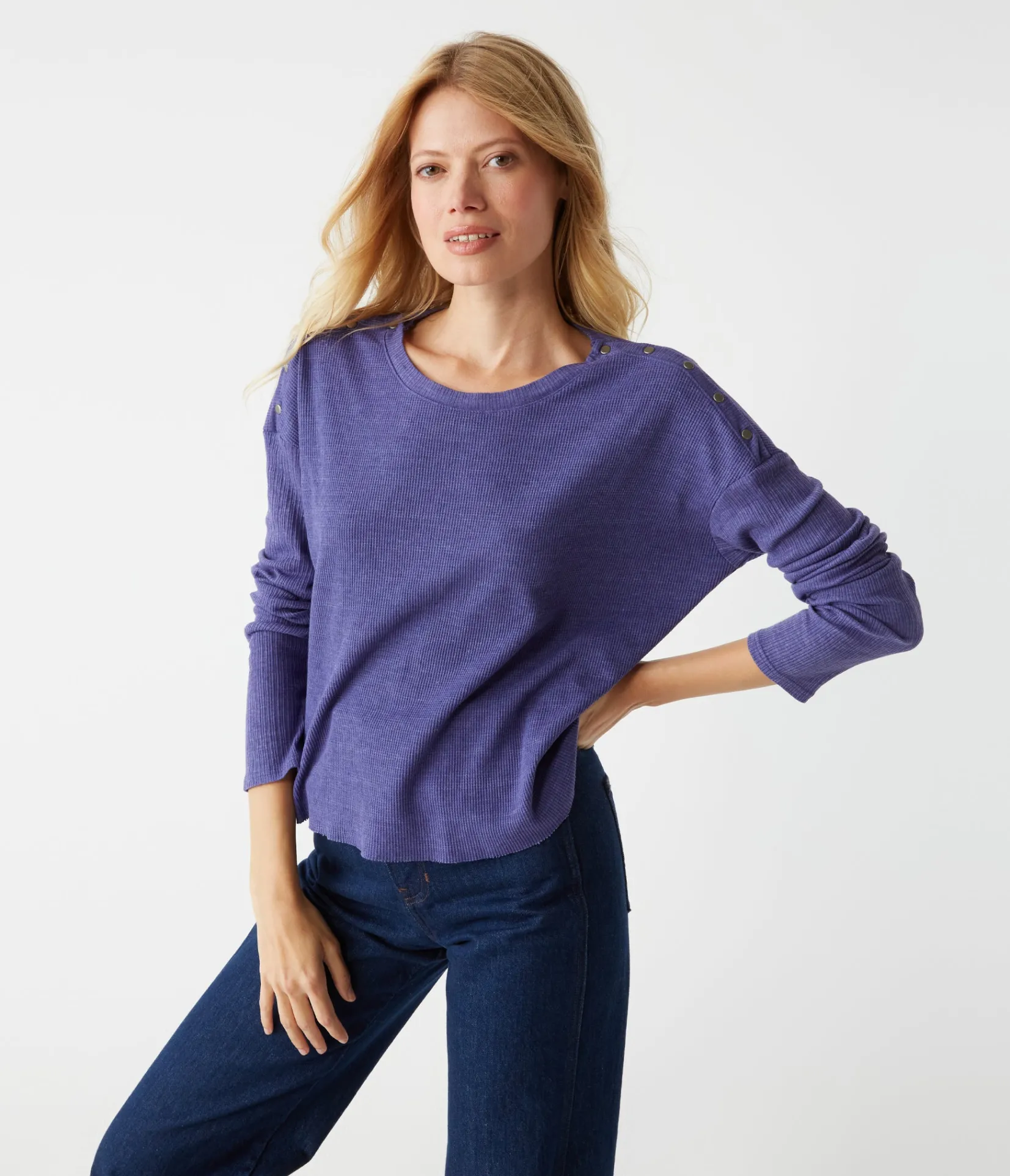 milo_shoulder_snap_thermal_top_4.webp Michael Stars Milo Shoulder Snap Thermal Top- T-Shirts | Loungewear