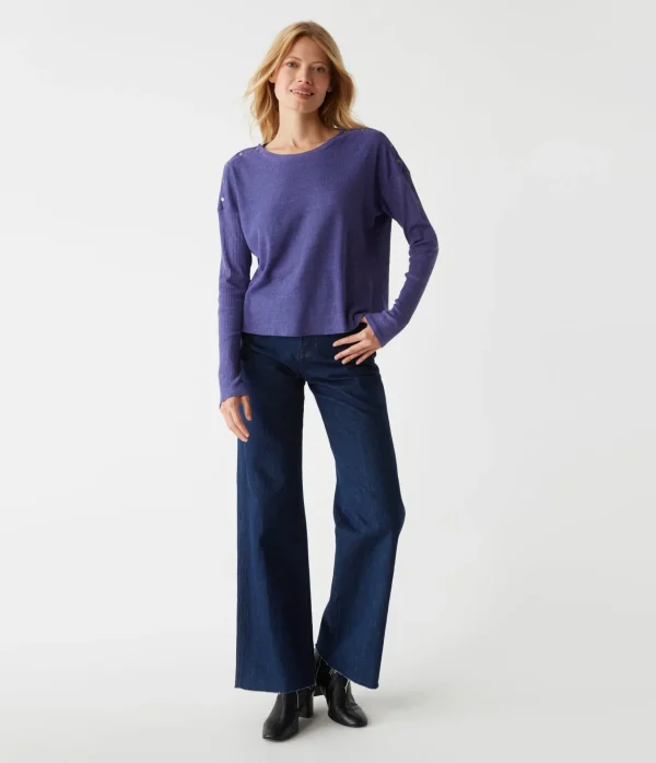 Michael Stars Milo Shoulder Snap Thermal Top- T-Shirts | Loungewear