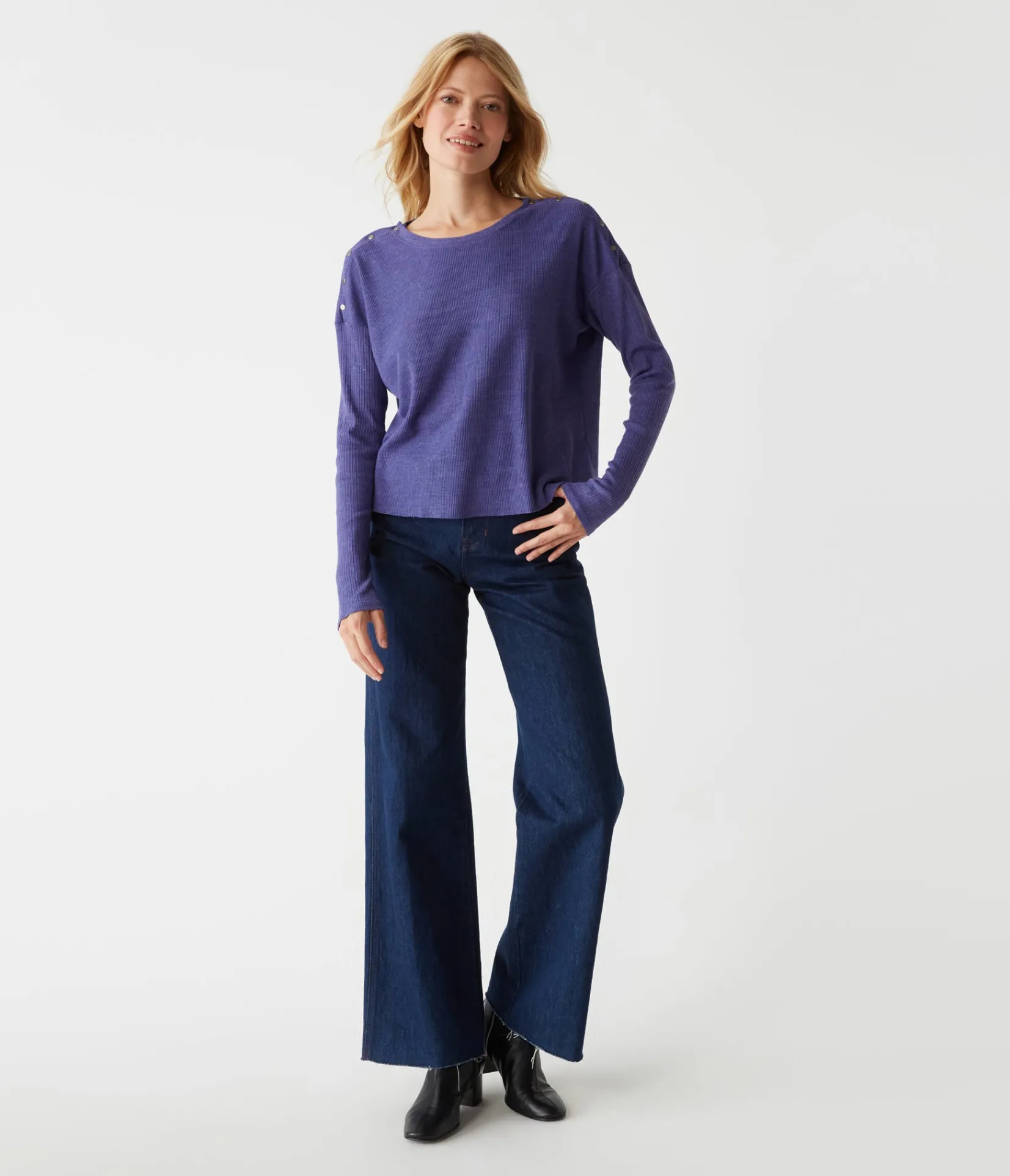 milo_shoulder_snap_thermal_top_5.webp Michael Stars Milo Shoulder Snap Thermal Top- T-Shirts | Loungewear