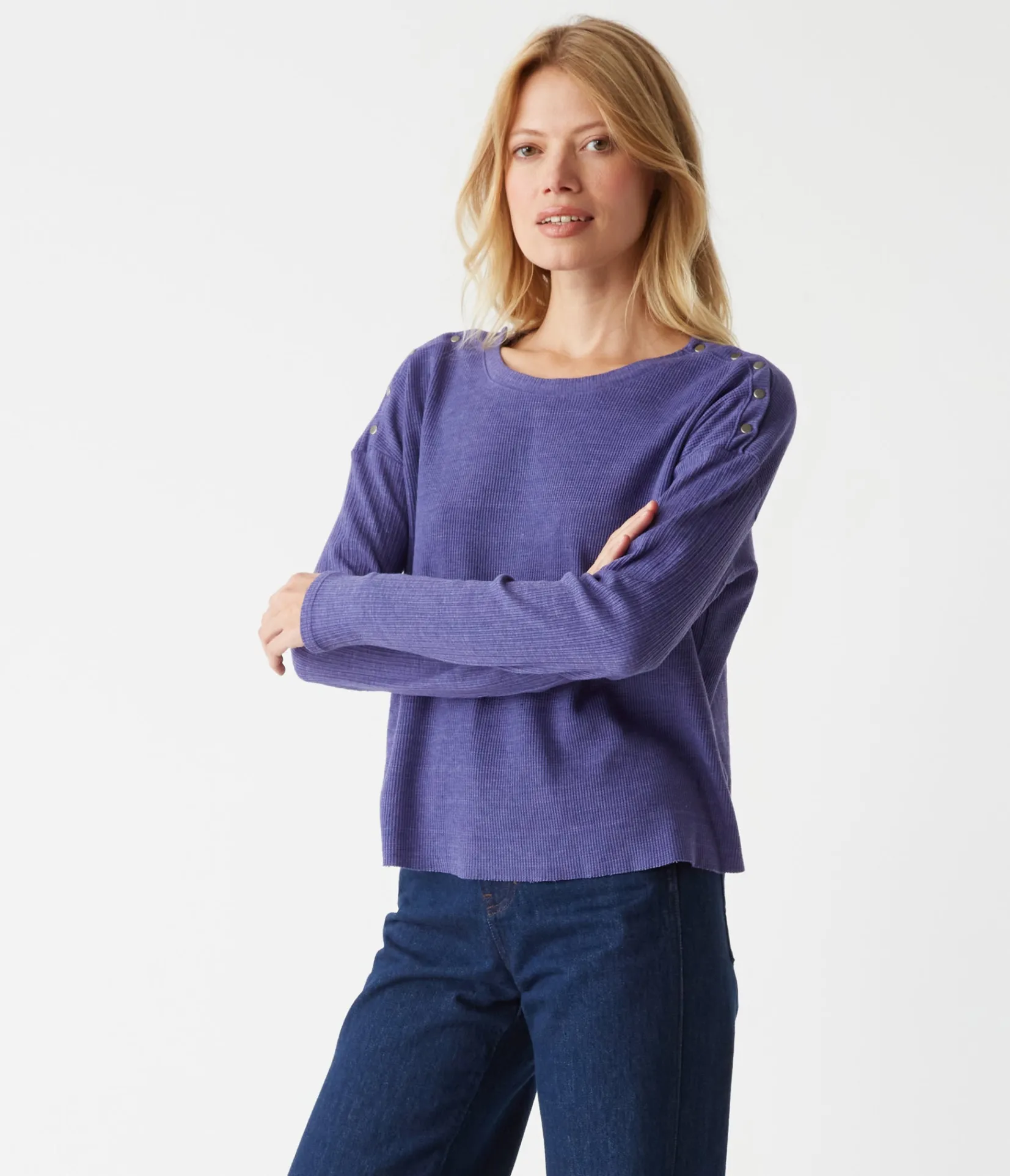 milo_shoulder_snap_thermal_top_6.webp Michael Stars Milo Shoulder Snap Thermal Top- T-Shirts | Loungewear