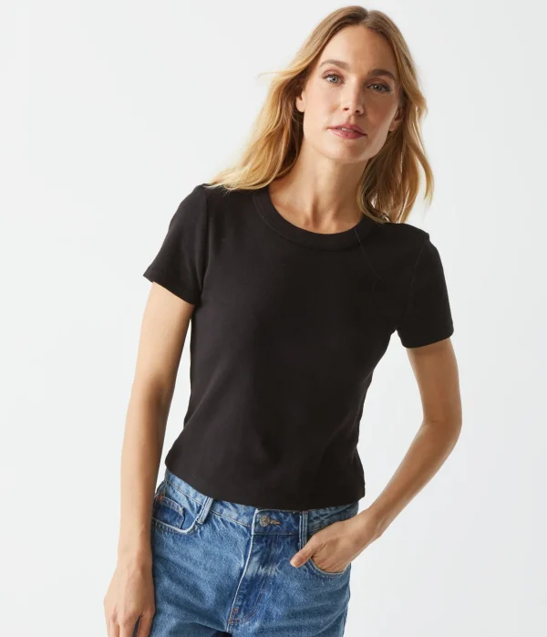 Michael Stars Mimi Cropped Tee- T-Shirts | 1x1 Cotton T-Shirts