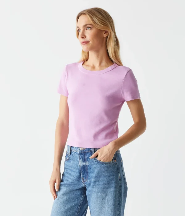Michael Stars Mimi Cropped Tee- T-Shirts | 1x1 Cotton T-Shirts