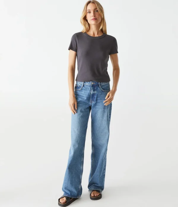 Michael Stars Mimi Cropped Tee- T-Shirts | 1x1 Cotton T-Shirts