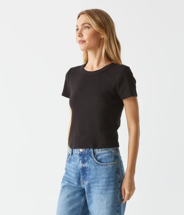 Michael Stars Mimi Cropped Tee- T-Shirts | 1x1 Cotton T-Shirts