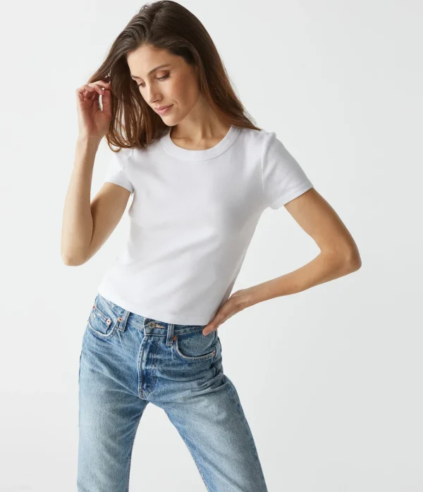 Michael Stars Mimi Cropped Tee- T-Shirts | 1x1 Cotton T-Shirts