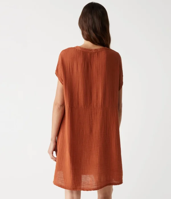 Michael Stars Mira Split Neck Dress- Dresses | Mini Dresses