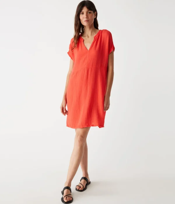 Michael Stars Mira Split Neck Dress- Dresses | Mini Dresses