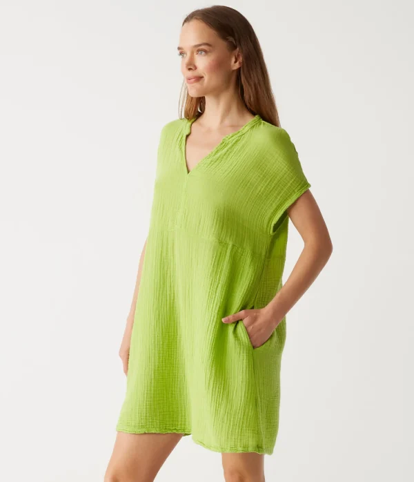 Michael Stars Mira Split Neck Dress- Dresses | Mini Dresses