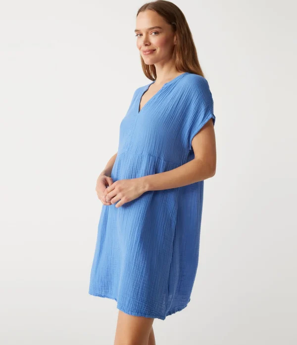 Michael Stars Mira Split Neck Dress- Dresses | Mini Dresses