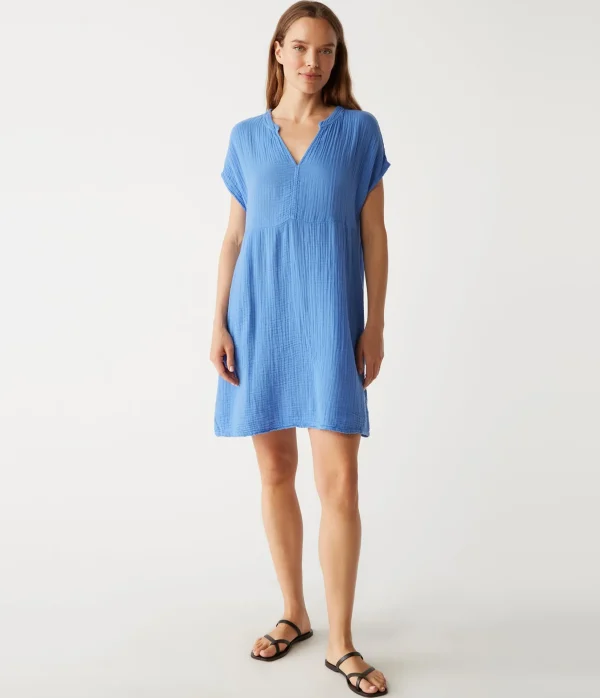 Michael Stars Mira Split Neck Dress- Dresses | Mini Dresses