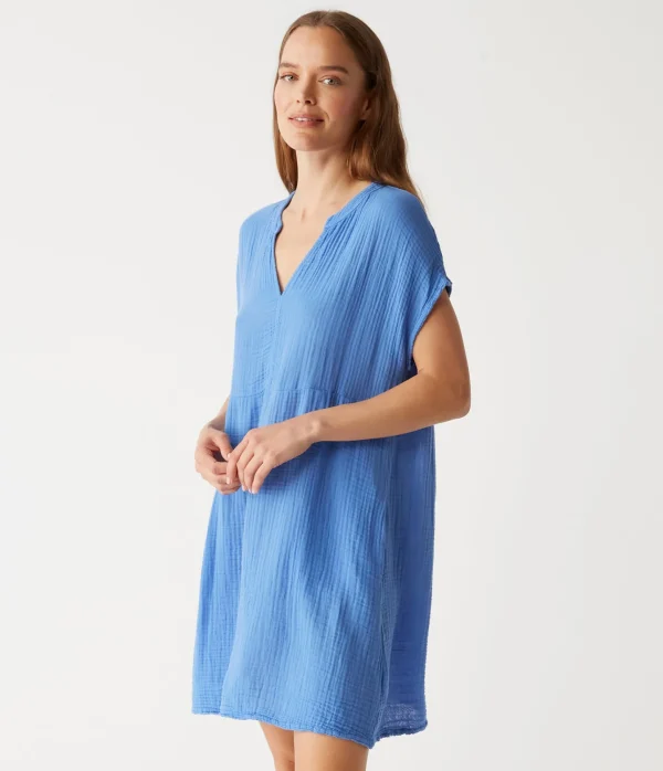 Michael Stars Mira Split Neck Dress- Dresses | Mini Dresses