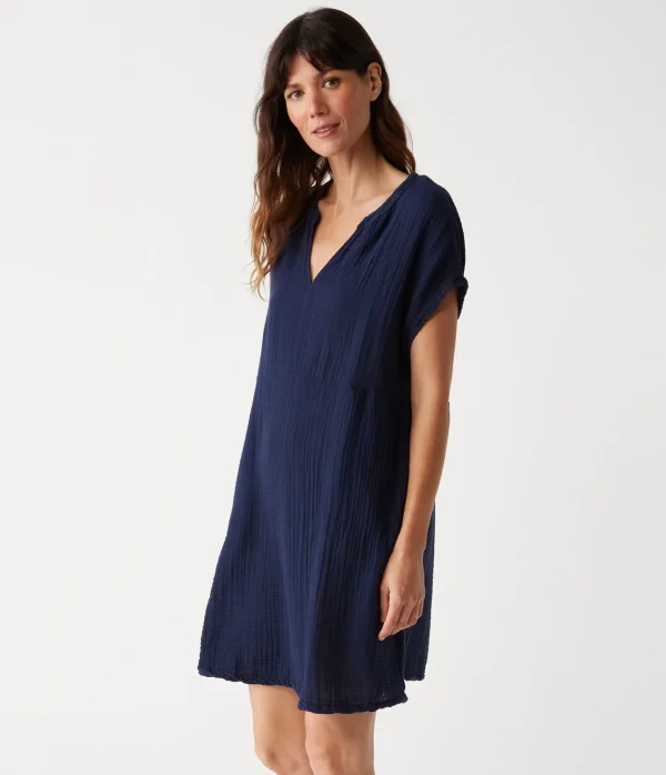 Michael Stars Mira Split Neck Dress- Dresses | Mini Dresses